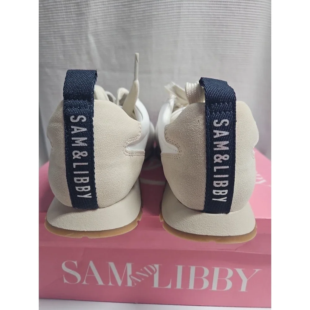 Sam and Libby Women Sz 6M Rowen Sneaker white/ivory man made upper‎